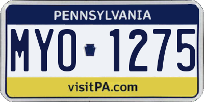 PA license plate MYO1275