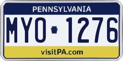 PA license plate MYO1276