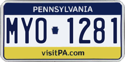 PA license plate MYO1281