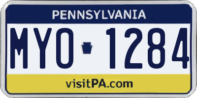 PA license plate MYO1284