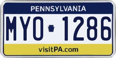 PA license plate MYO1286
