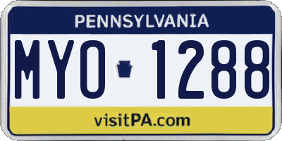 PA license plate MYO1288