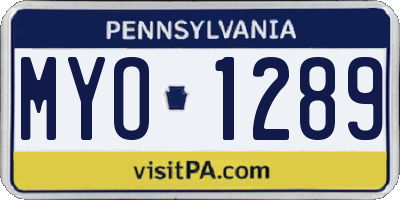 PA license plate MYO1289