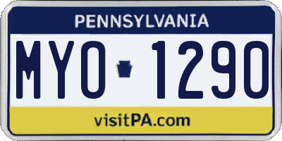 PA license plate MYO1290