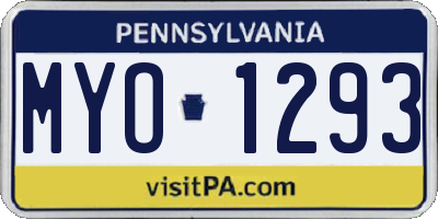 PA license plate MYO1293