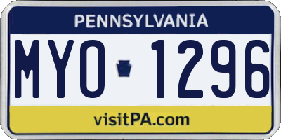 PA license plate MYO1296