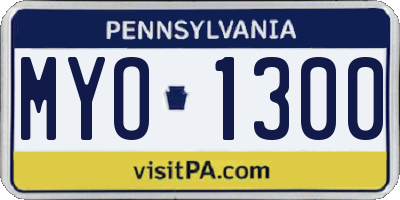 PA license plate MYO1300