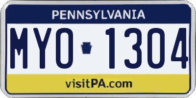 PA license plate MYO1304
