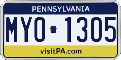 PA license plate MYO1305