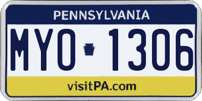 PA license plate MYO1306