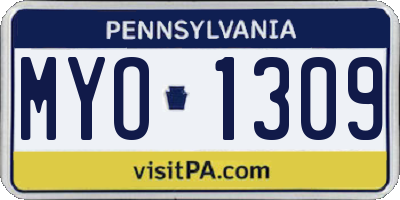 PA license plate MYO1309