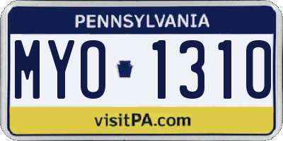 PA license plate MYO1310