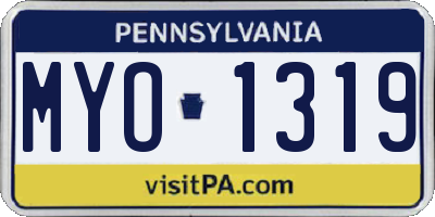PA license plate MYO1319