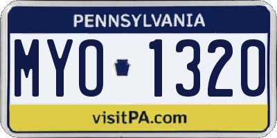 PA license plate MYO1320