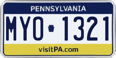 PA license plate MYO1321