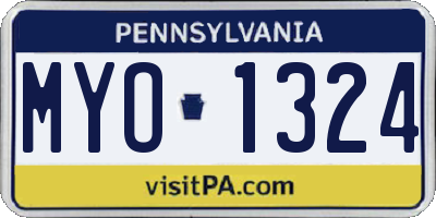 PA license plate MYO1324