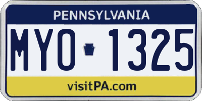 PA license plate MYO1325