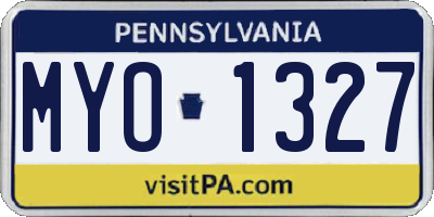 PA license plate MYO1327