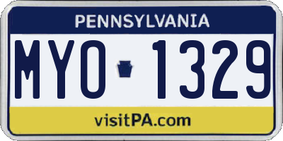 PA license plate MYO1329