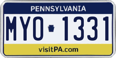 PA license plate MYO1331