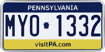 PA license plate MYO1332