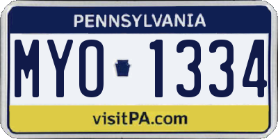 PA license plate MYO1334