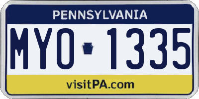 PA license plate MYO1335