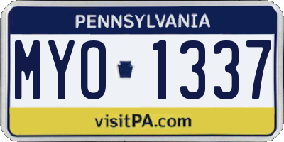 PA license plate MYO1337