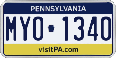 PA license plate MYO1340