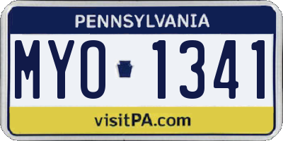 PA license plate MYO1341