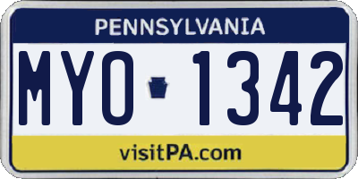 PA license plate MYO1342