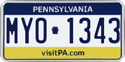 PA license plate MYO1343