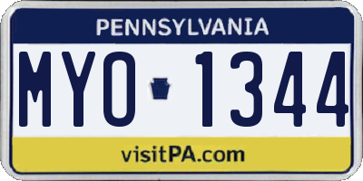 PA license plate MYO1344