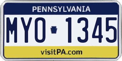 PA license plate MYO1345