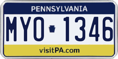 PA license plate MYO1346