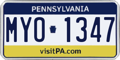 PA license plate MYO1347