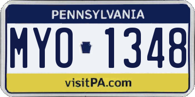 PA license plate MYO1348