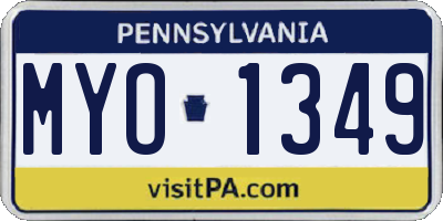 PA license plate MYO1349