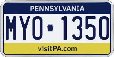 PA license plate MYO1350