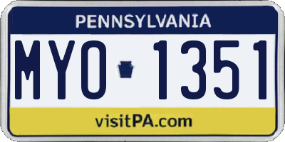 PA license plate MYO1351