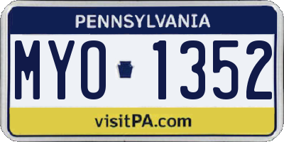 PA license plate MYO1352