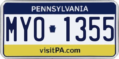 PA license plate MYO1355