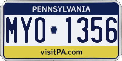 PA license plate MYO1356