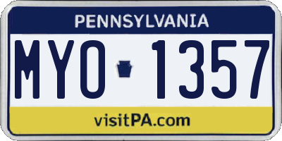 PA license plate MYO1357
