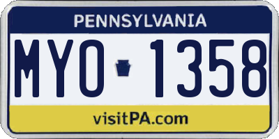 PA license plate MYO1358