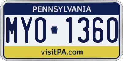 PA license plate MYO1360