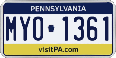 PA license plate MYO1361