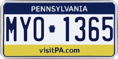 PA license plate MYO1365