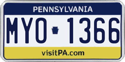 PA license plate MYO1366