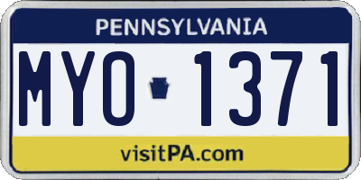 PA license plate MYO1371